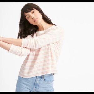 Everlane boxy pink striped tee